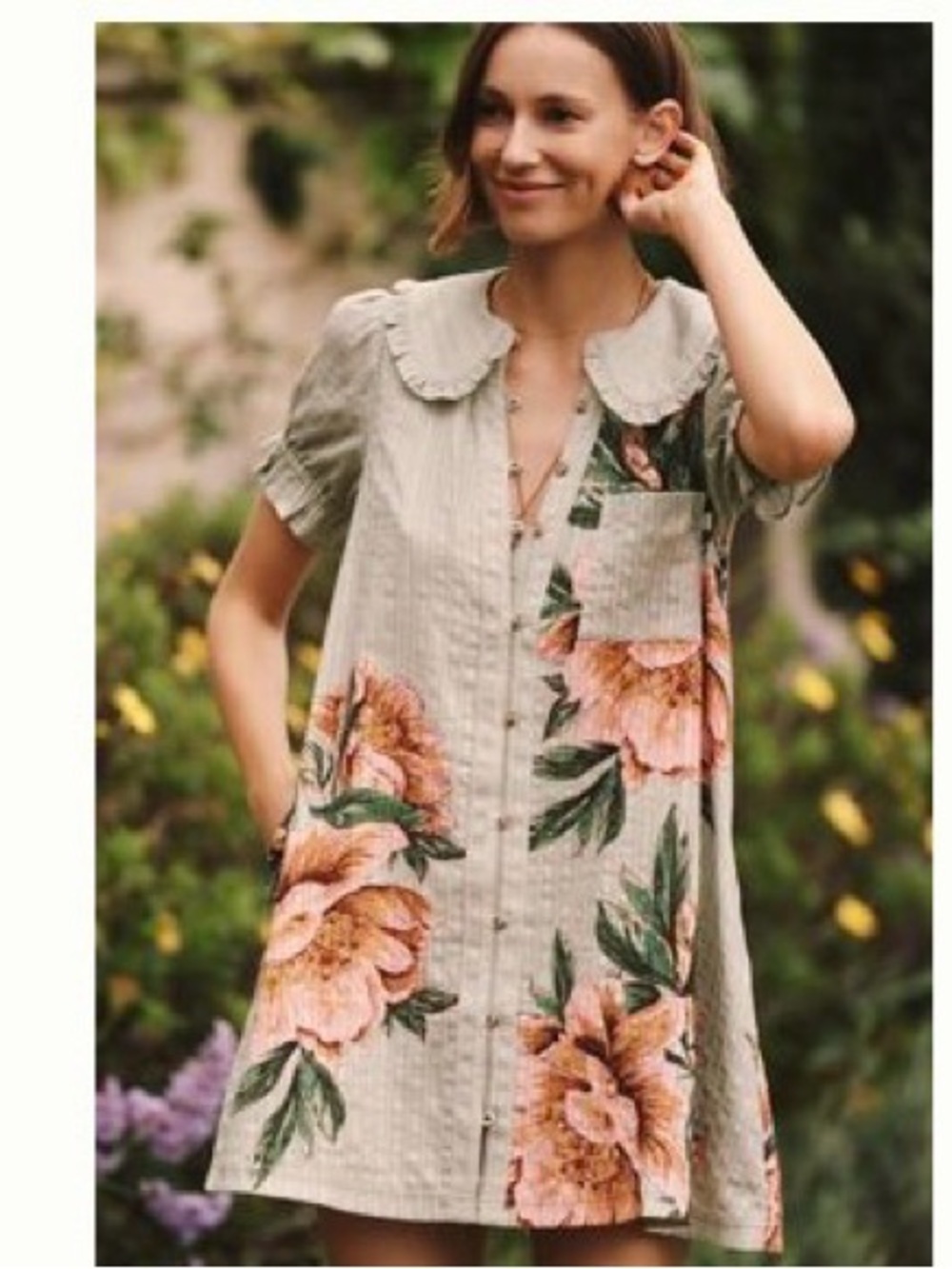 The Keira Collared Button Front Mini Dress from Pilcro